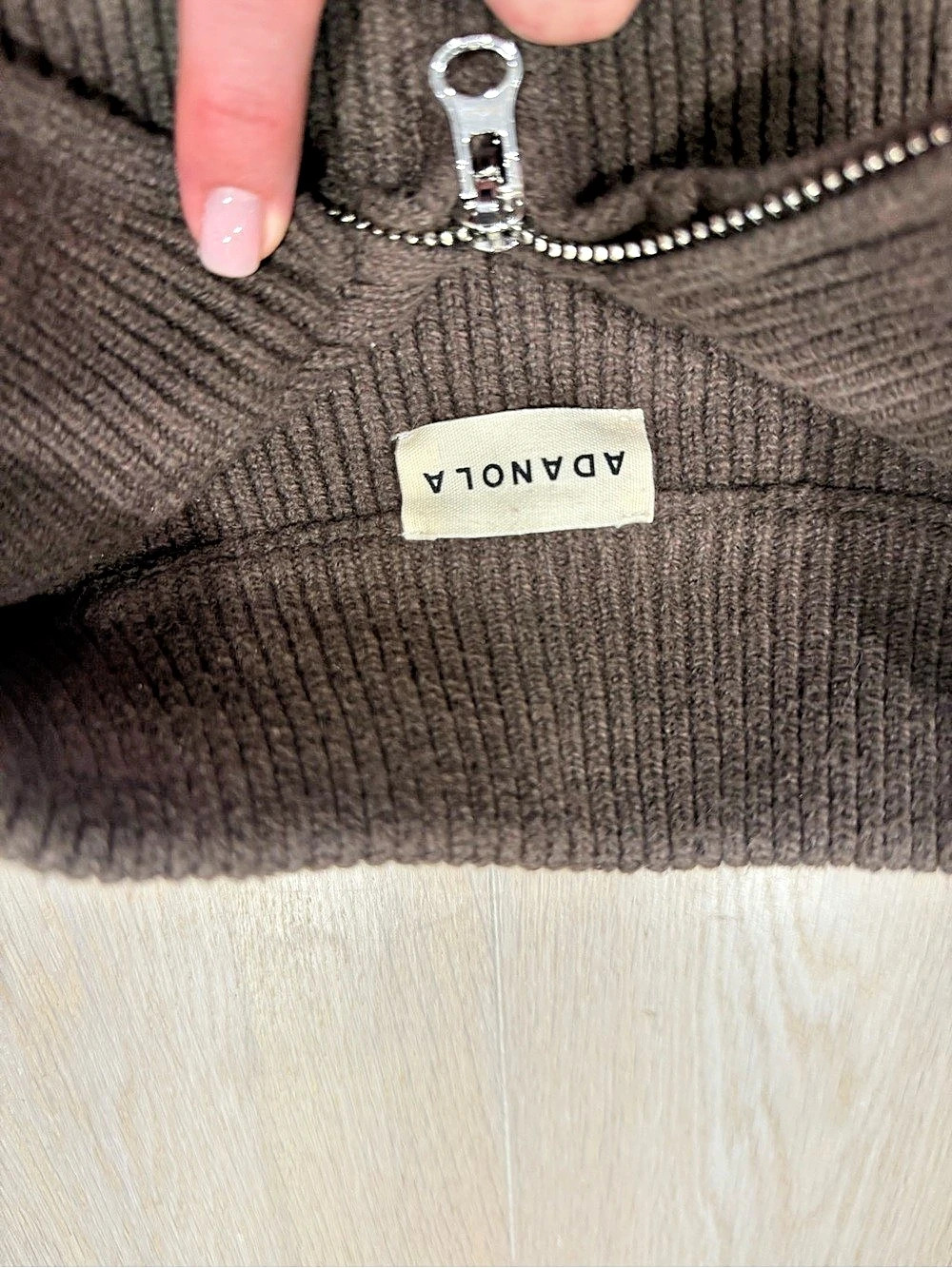 Adanola Knit Zip Sweater in Brown - Picture 3 of 4